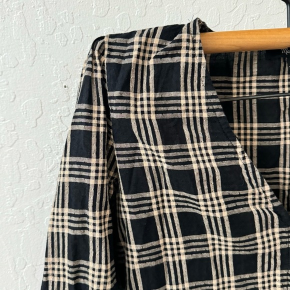 Madewell Plaid Courtyard Metallic Ruffle Hem Peplum Button Blouse XS - Picture 6 of 7